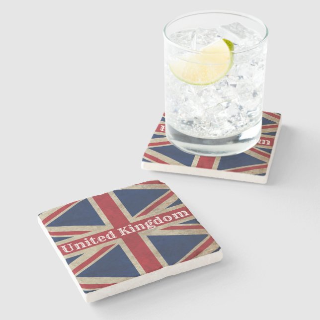 Distressed UK Flag Stone Coaster (Side)