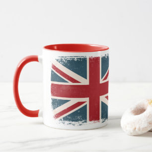 DISTRESSED UNION JACK BRITISH FLAG COFFEE MUG