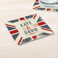 Distressed Union Jack Couple's Names Wedding Favou