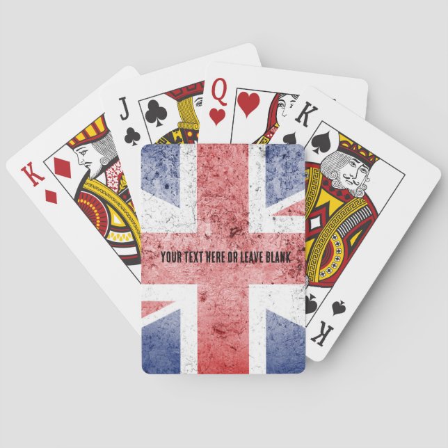 Distressed Union Jack design. Customize text   Playing Cards (Back)