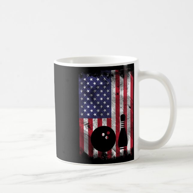 Distressed Us Flag Bowling Patriotic Bowler Men Wo Coffee Mug (Right)