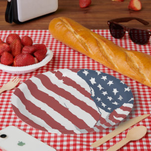 Distressed US Flag Design Paper Plate