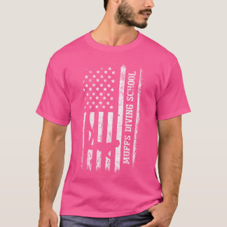 Distressed Us Flag Muffs Diving School Muff Divers T-Shirt