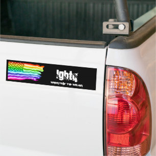 Distressed US Flag Rainbow- LGBTQ - Worthy To Wear Bumper Sticker