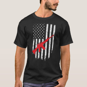Distressed Usa American Flag Gun 4th Of July Patr T-Shirt