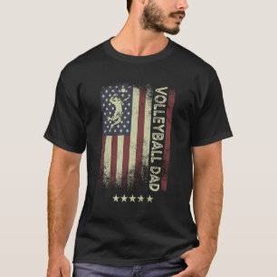Distressed Usa American Flag Volleyball Dad Father T-Shirt