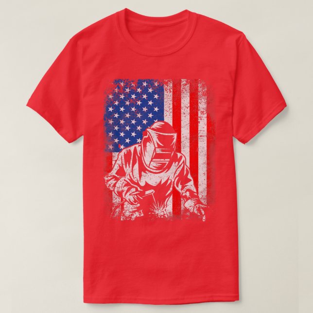 Distressed USA American Flag Welder Welding Men Pa T-Shirt (Design Front)