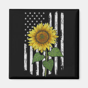 Distressed usa flag american flag yellow sunflower magnet