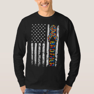 Distressed Usa Flag Autism Brother Awareness Autis T-Shirt
