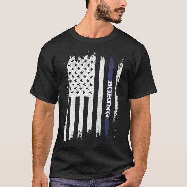 Distressed USA Flag Blue Stripe Personalised Name T-Shirt (Front)