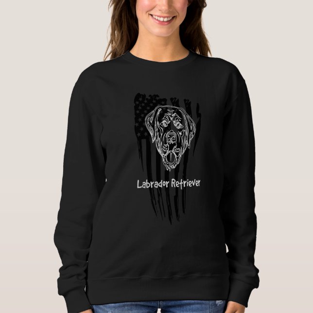 Distressed Usa Flag Labrador Retriever Lab Dog Sweatshirt (Front)