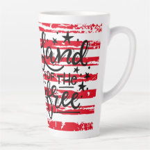 Distressed USA Flag/Land of the Free - Latte Mug