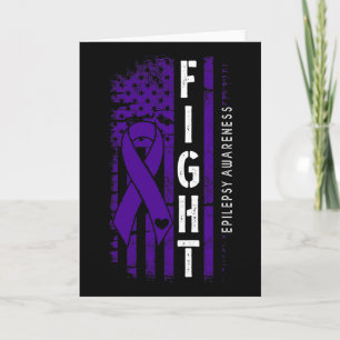 Distressed Usa Flag Purple Ribbon Fight Epilepsy A Card