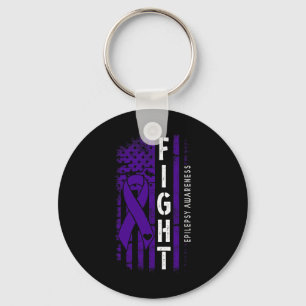 Distressed Usa Flag Purple Ribbon Fight Epilepsy A Key Ring