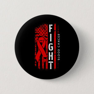 Distressed USA Flag Red Ribbon Fight Blood Cancer 6 Cm Round Badge