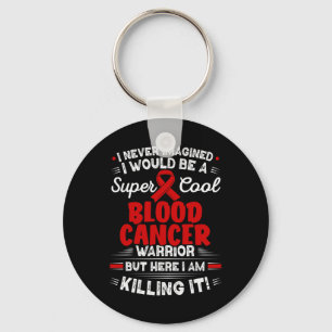 Distressed USA Flag Red Ribbon Fight Blood Cancer Key Ring