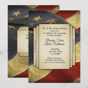 Distressed USA Flag Wedding Invitation