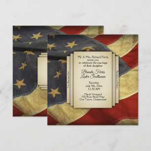 Distressed USA Flag Wedding Invitation