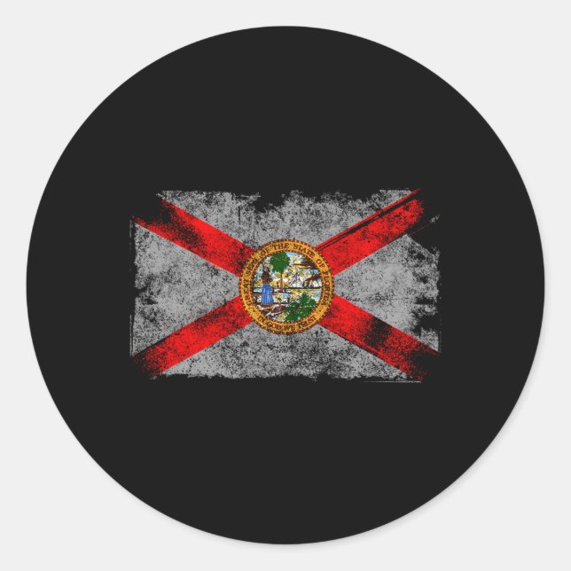 Distressed Usa Patriotic Fl State Florida Flag Classic Round Sticker (Front)