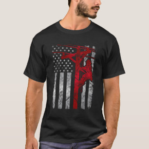 Distressed Usa Patriotic Thin Red Line Line Americ T-Shirt