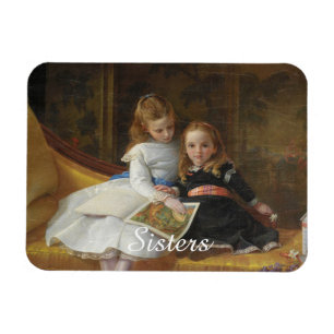 Distressed Victorian Two Young Girls Photo Magnet