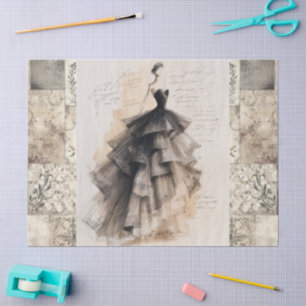 Distressed Victorian Vintage Dress Ephemera  Tissue Paper