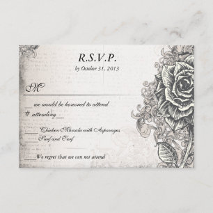 Distressed Victorian Vintage Tattoo Rose  RSVP