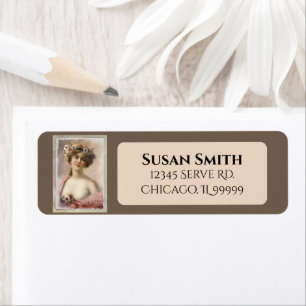 Distressed Victorian Woman Flowers Return Address