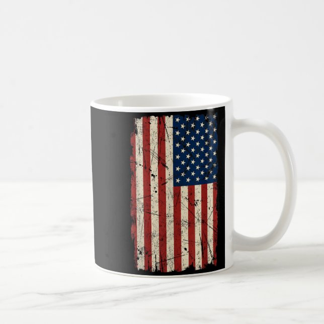 Distressed Vintage American Flag Vertical Coffee Mug (Right)