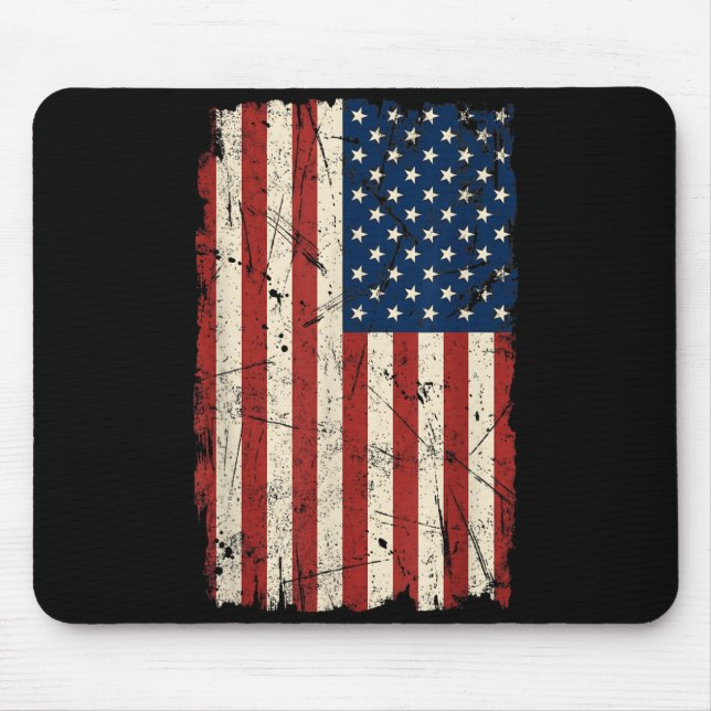 Distressed Vintage American Flag Vertical Mouse Mat (Front)