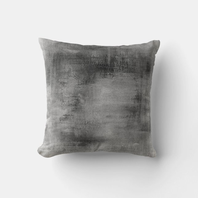 Distressed Vintage Black Grey Grungy Pastel Cushion (Front)