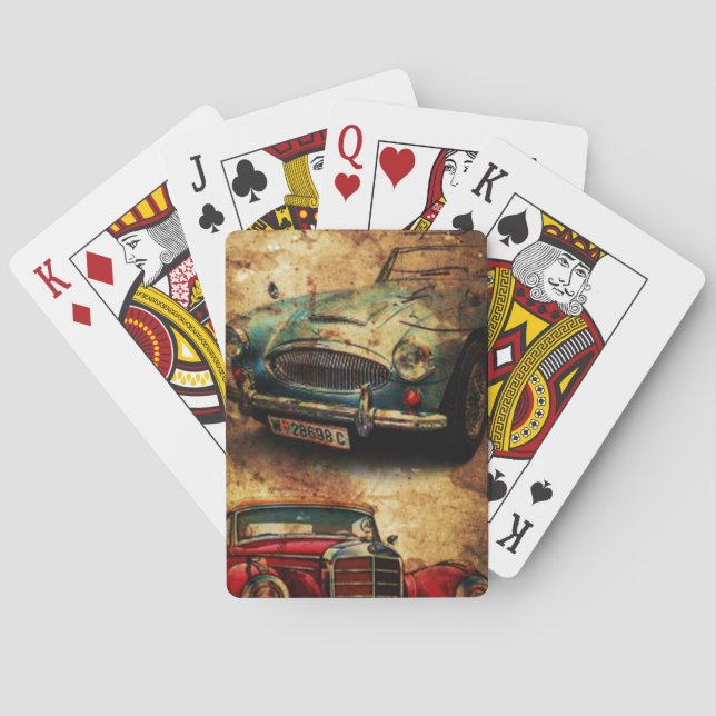 Distressed Vintage Cars Collector's Playing Cards (Back)