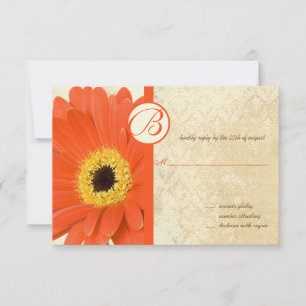 Distressed Vintage Damask Gerber Wedding Invites