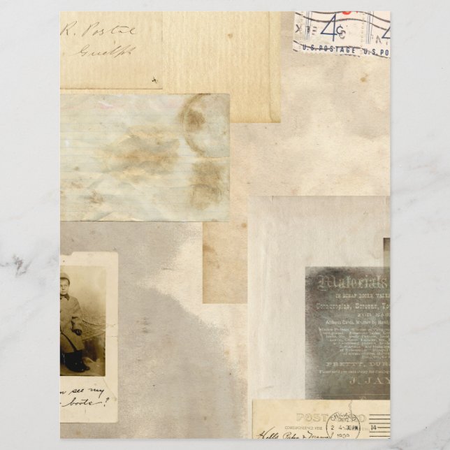 Distressed Vintage Fade Journal Scrapbook Paper (Front)