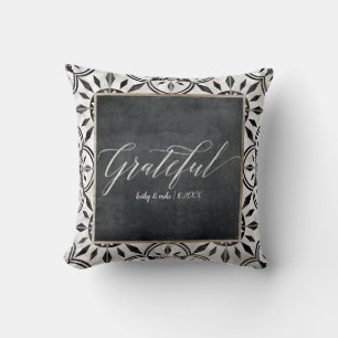 Distressed Vintage Farmhouse Rustic Black n White Cushion