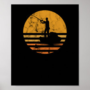 Distressed Vintage Fly Fishing Fisher Fisherman Poster