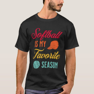 Distressed Vintage Girls Softball Is My Favourite  T-Shirt