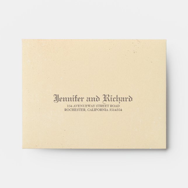 Distressed Vintage Gothic Wedding RSVP Envelope (Front)