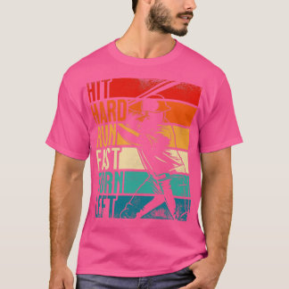 Distressed Vintage Hit Hard Run Fast Turn Left Gif T-Shirt