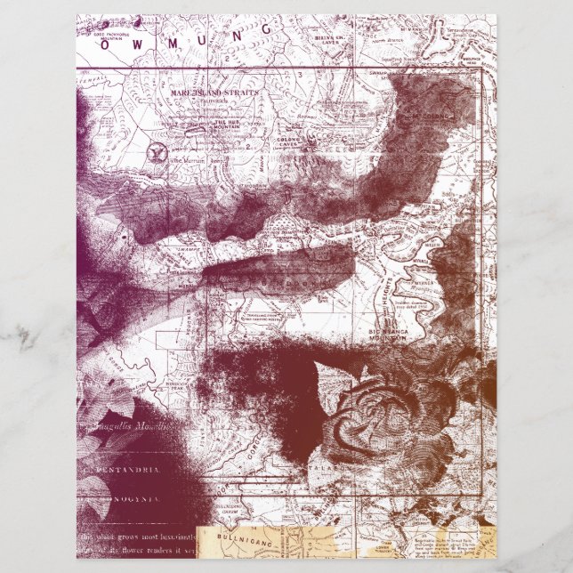 Distressed Vintage Maps Journal Scrapbook Paper (Front)