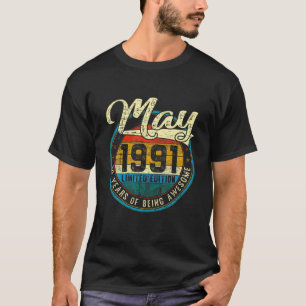Distressed Vintage May 1991 30Th Birthday Gift 30 T-Shirt