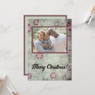 Distressed Vintage Ornament Merry Christmas Photo Card