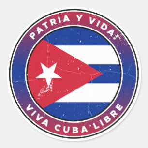 Distressed Vintage Patria y Vida Viva Cuba Libre Classic Round Sticker