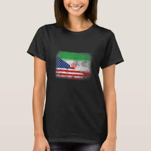 Distressed Vintage Patriotic American Flag & Iran T-Shirt