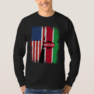 Distressed Vintage Patriotic American Flag & Kenya T-Shirt