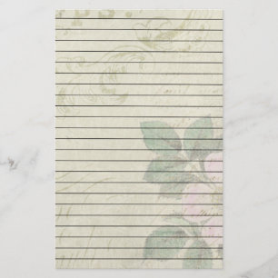 Distressed Vintage Pink Flower With Lines Stationery