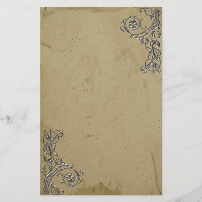 Distressed Vintage Silver Stationery (Front)