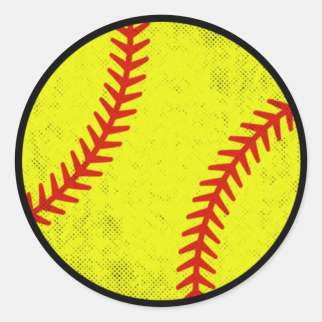 Distressed Vintage Softball Graphic Design Classic Round Sticker (Front)