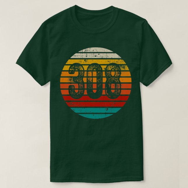 Distressed Vintage Sunset 308 Area Code T-Shirt (Design Front)