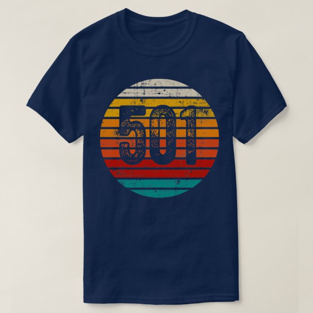 Distressed Vintage Sunset 501 Area Code T-Shirt (Design Front)